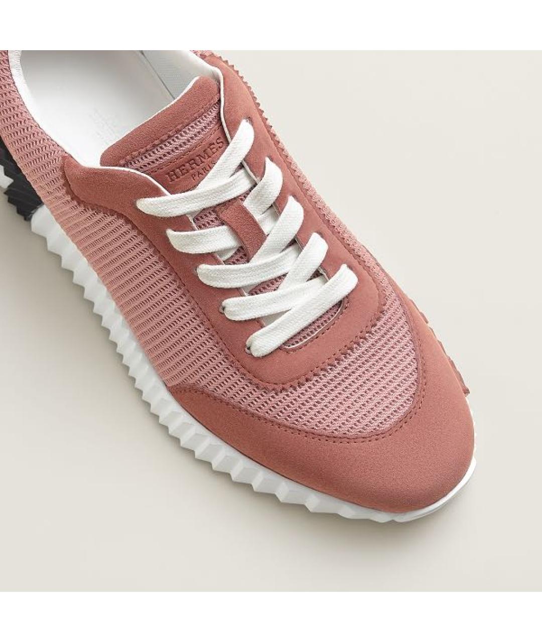 HERMES Розовые текстильные кроссовки, фото 6