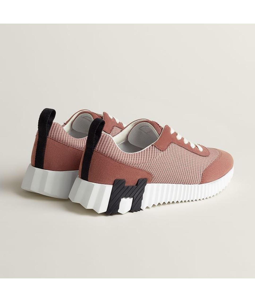 HERMES Розовые текстильные кроссовки, фото 4