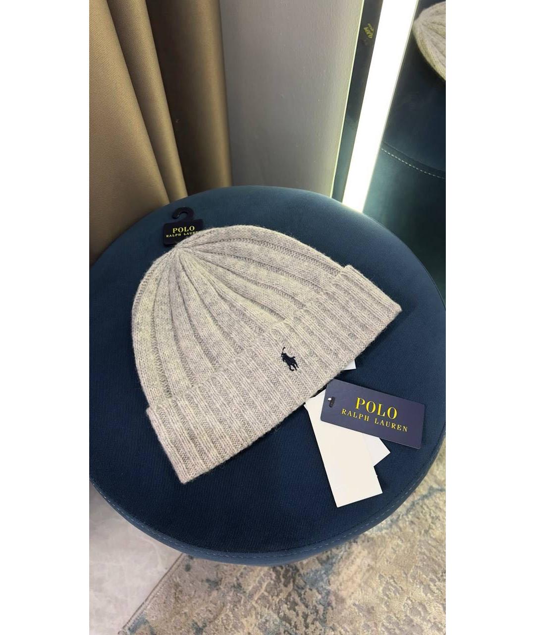 POLO RALPH LAUREN Серая шерстяная шапка, фото 5