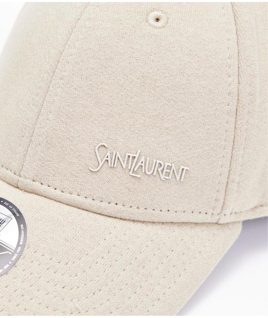 SAINT LAURENT Бежевая хлопковая кепка, фото 2