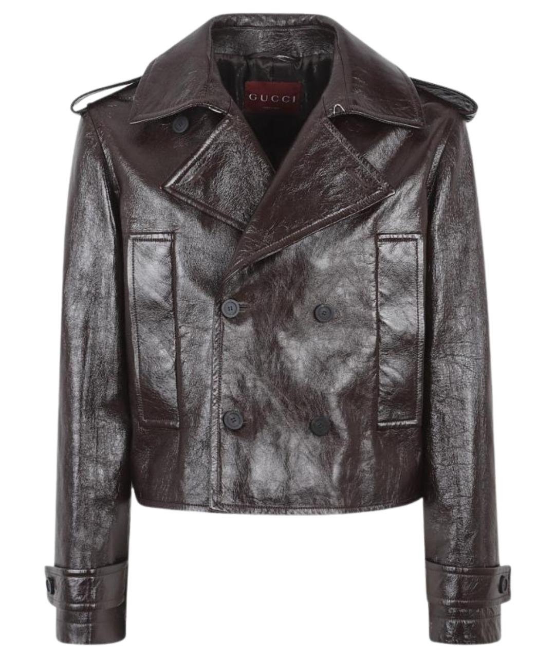 GUCCI Коричневая кожаная куртка, фото 1