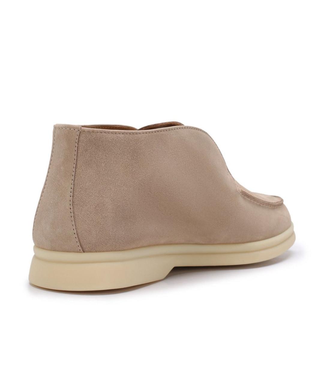 LORO PIANA Бежевые замшевые ботинки, фото 4