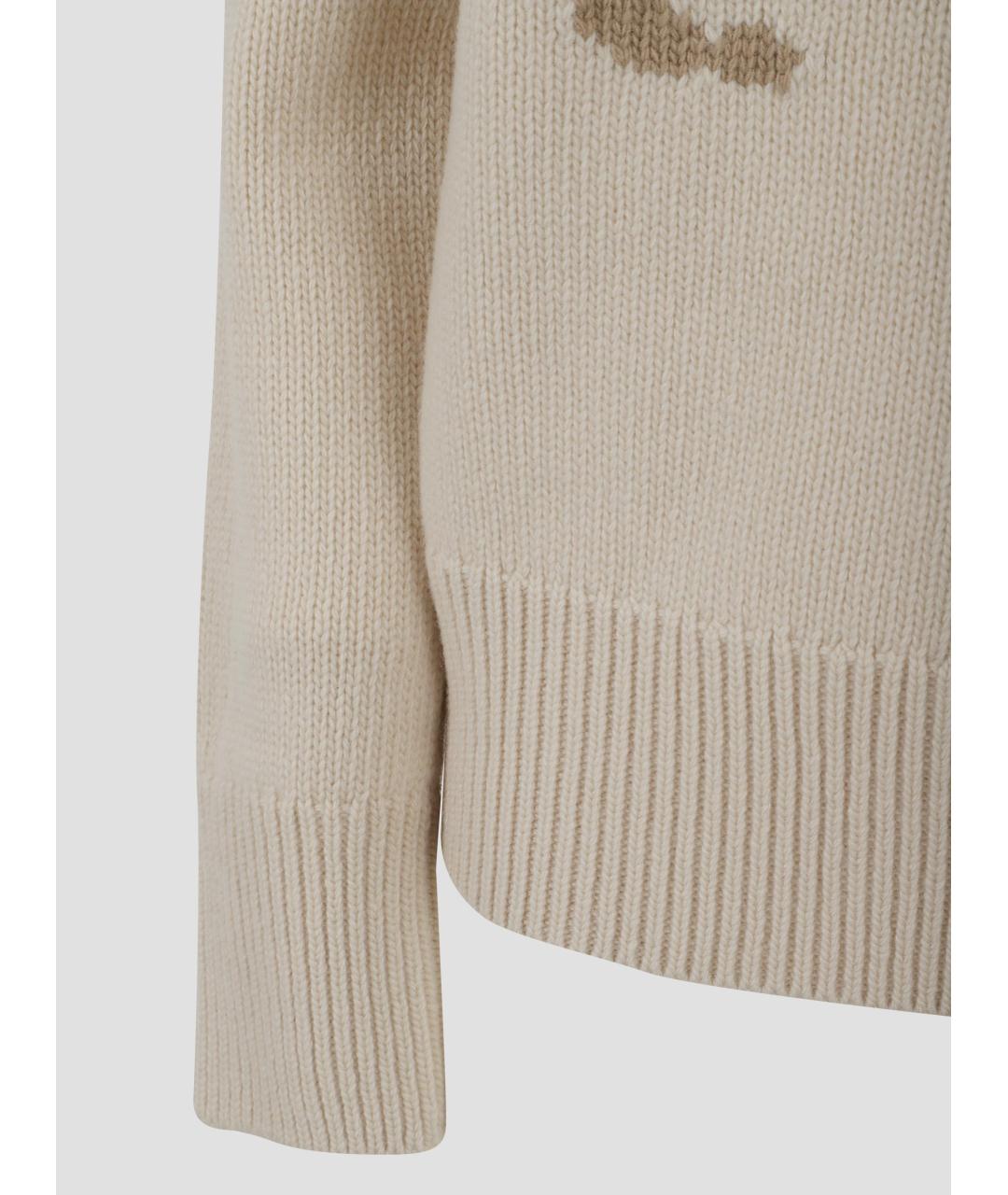 BURBERRY Бежевый шерстяной джемпер / свитер, фото 3