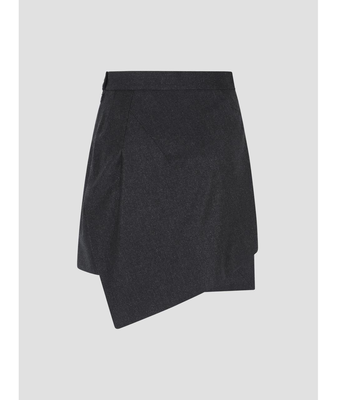 VIVIENNE WESTWOOD Антрацитовая шерстяная юбка мини, фото 2