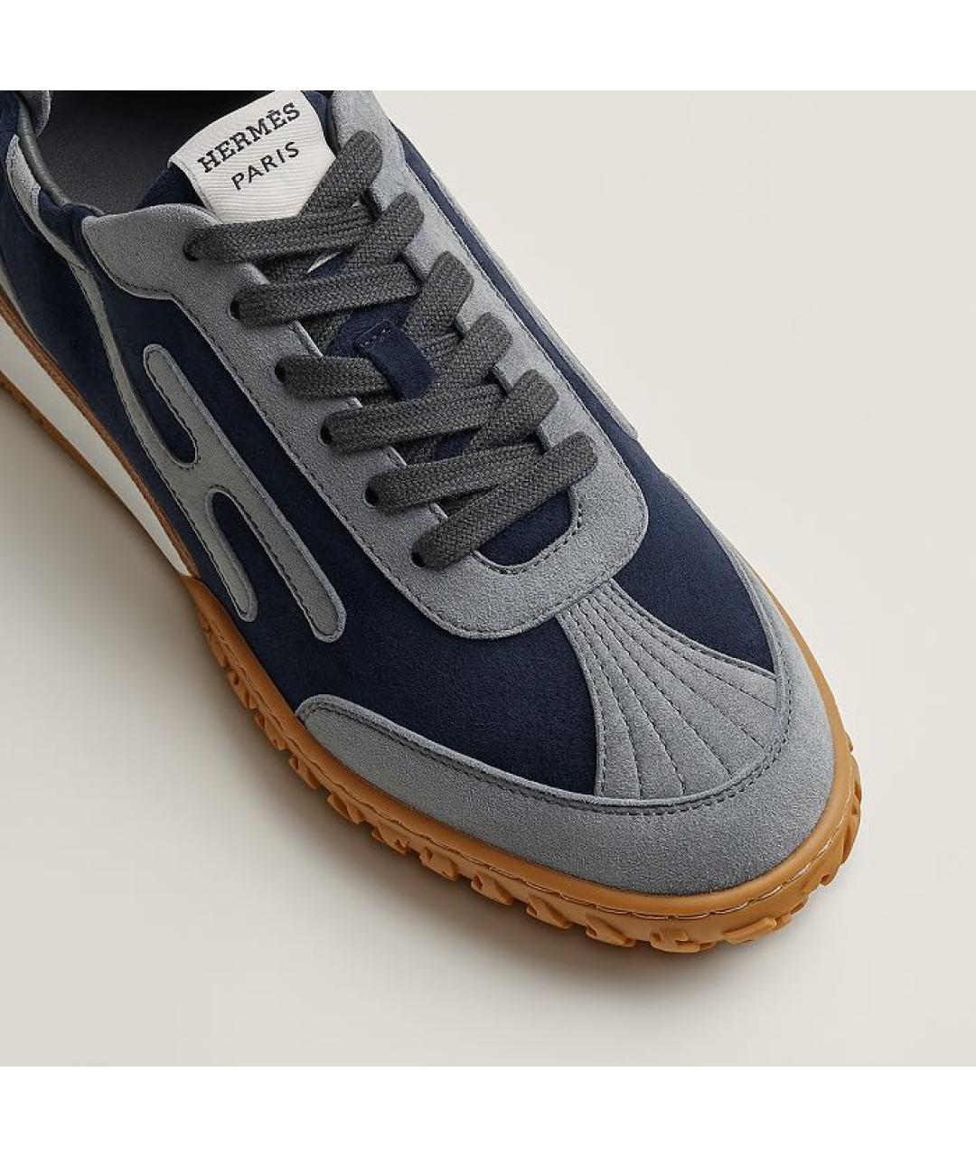 HERMES Темно-синие замшевые кроссовки, фото 6