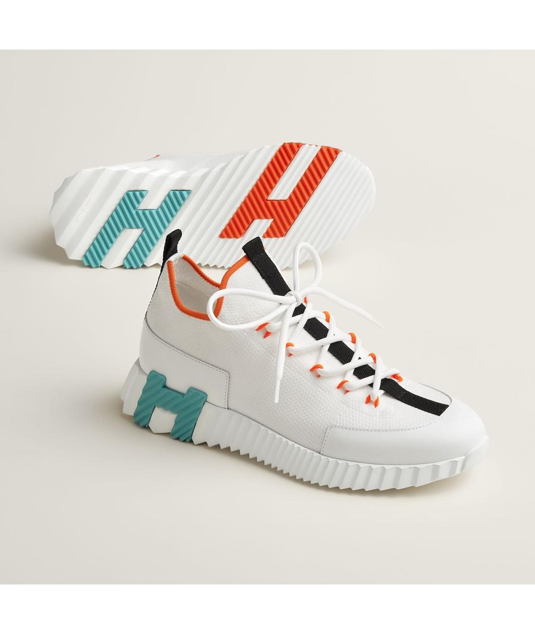 HERMES Белые текстильные кроссовки, фото 2