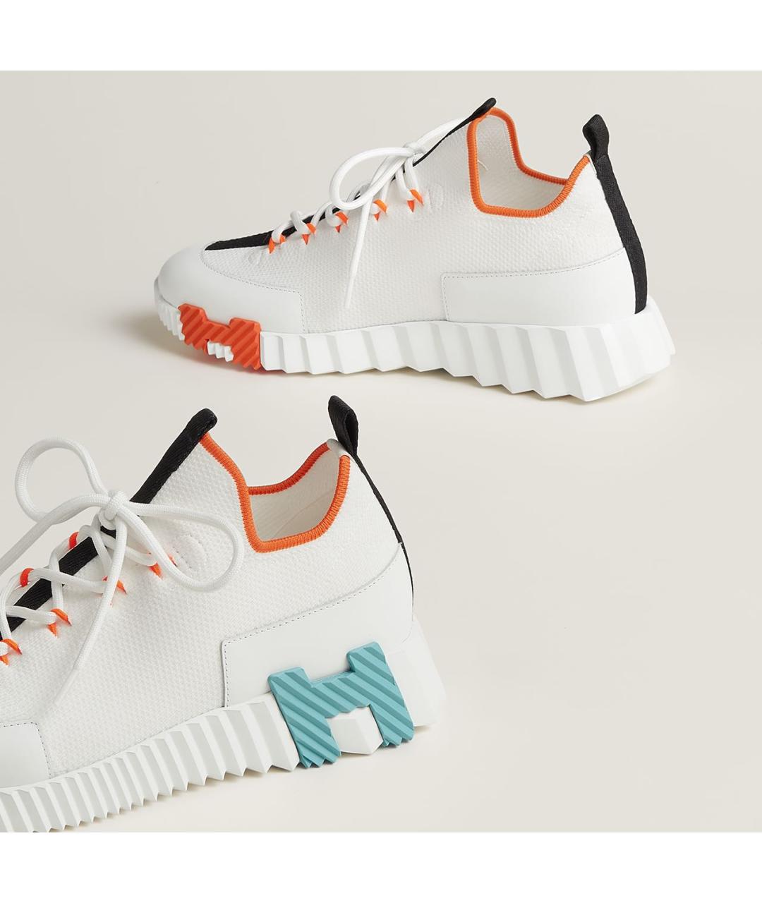 HERMES Белые текстильные кроссовки, фото 4