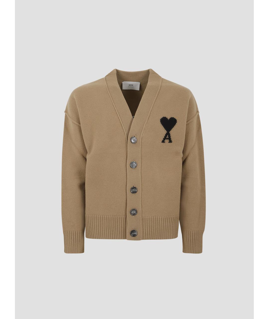 Ami Paris Бежевый шерстяной кардиган, фото 4