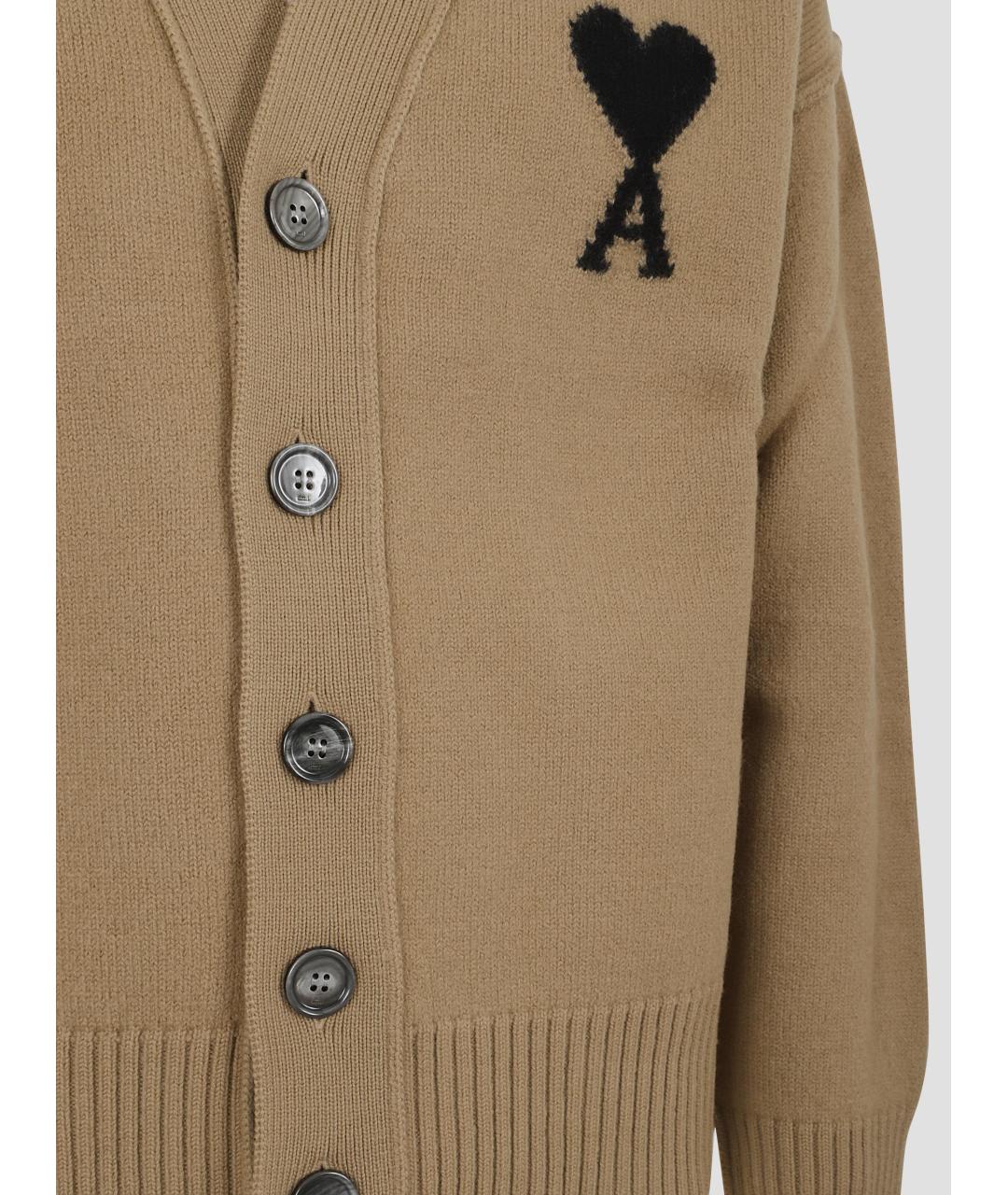 Ami Paris Бежевый шерстяной кардиган, фото 3