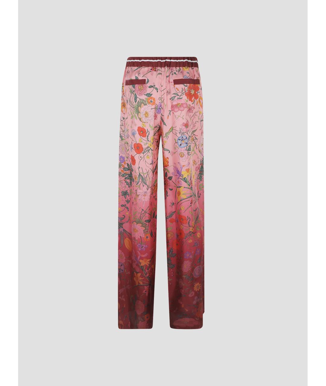 GUCCI Мульти шелковые прямые брюки, фото 2