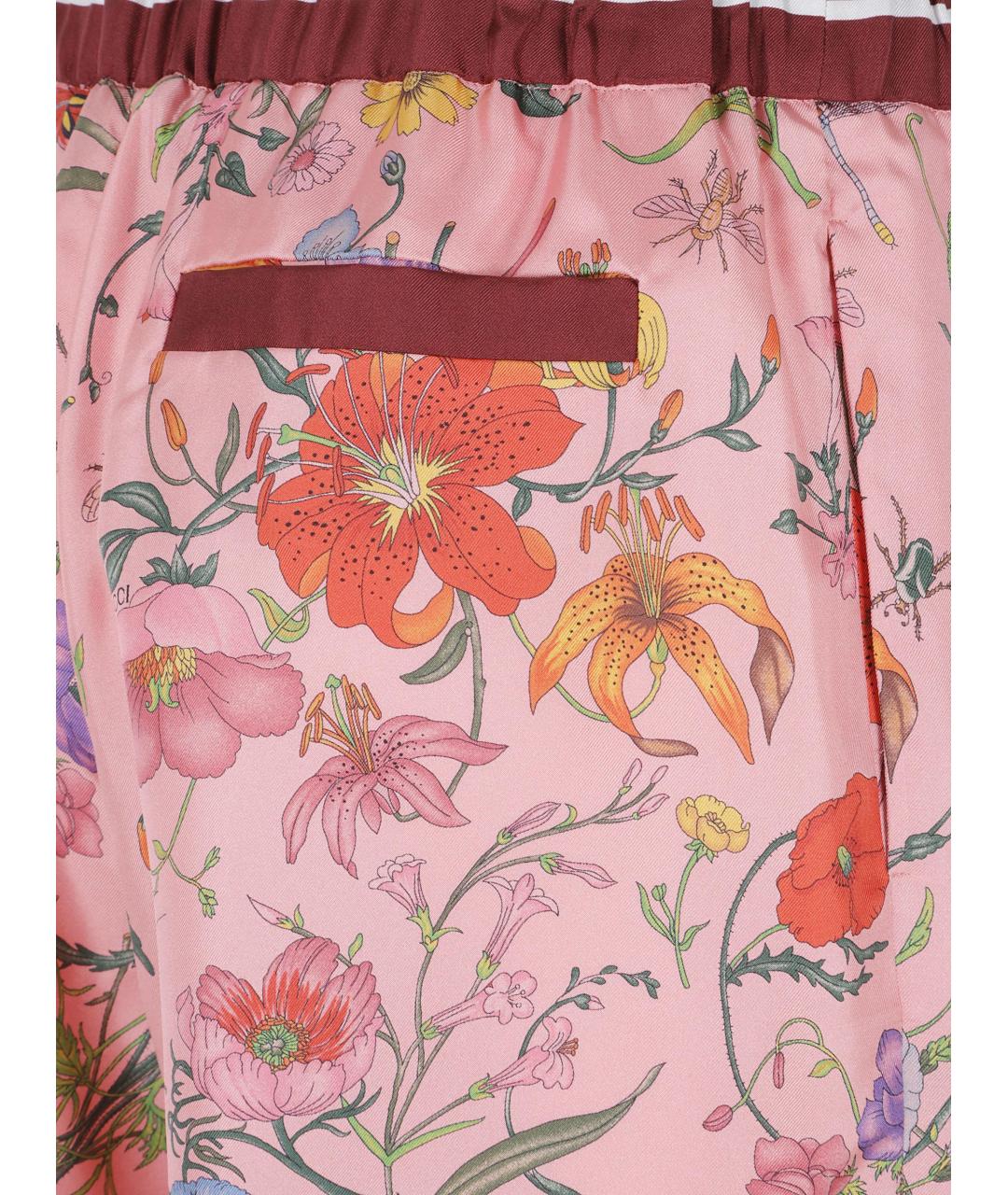 GUCCI Мульти шелковые прямые брюки, фото 3