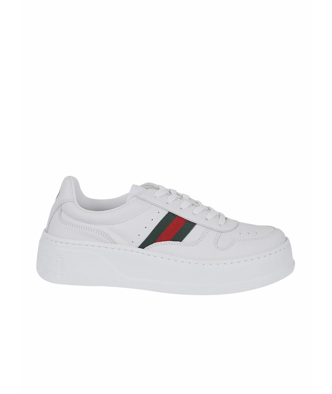 GUCCI Белые кожаные кеды, фото 1