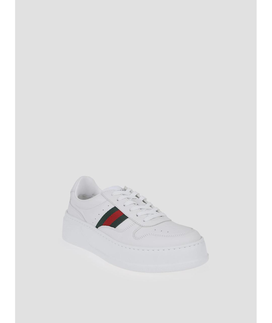 GUCCI Белые кожаные кеды, фото 3