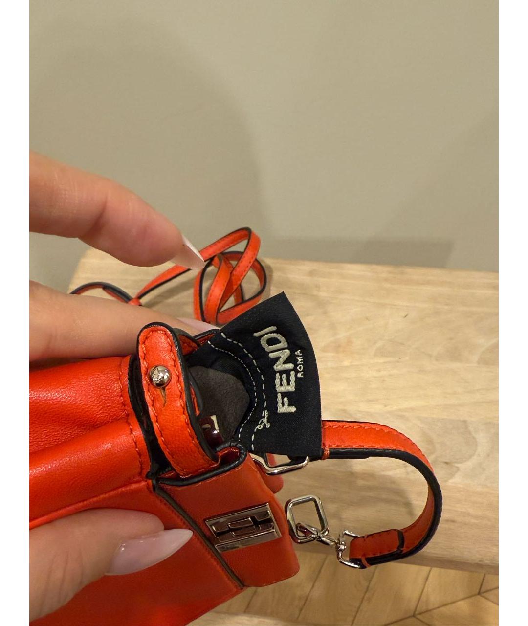 FENDI Красная кожаная сумка с короткими ручками, фото 7