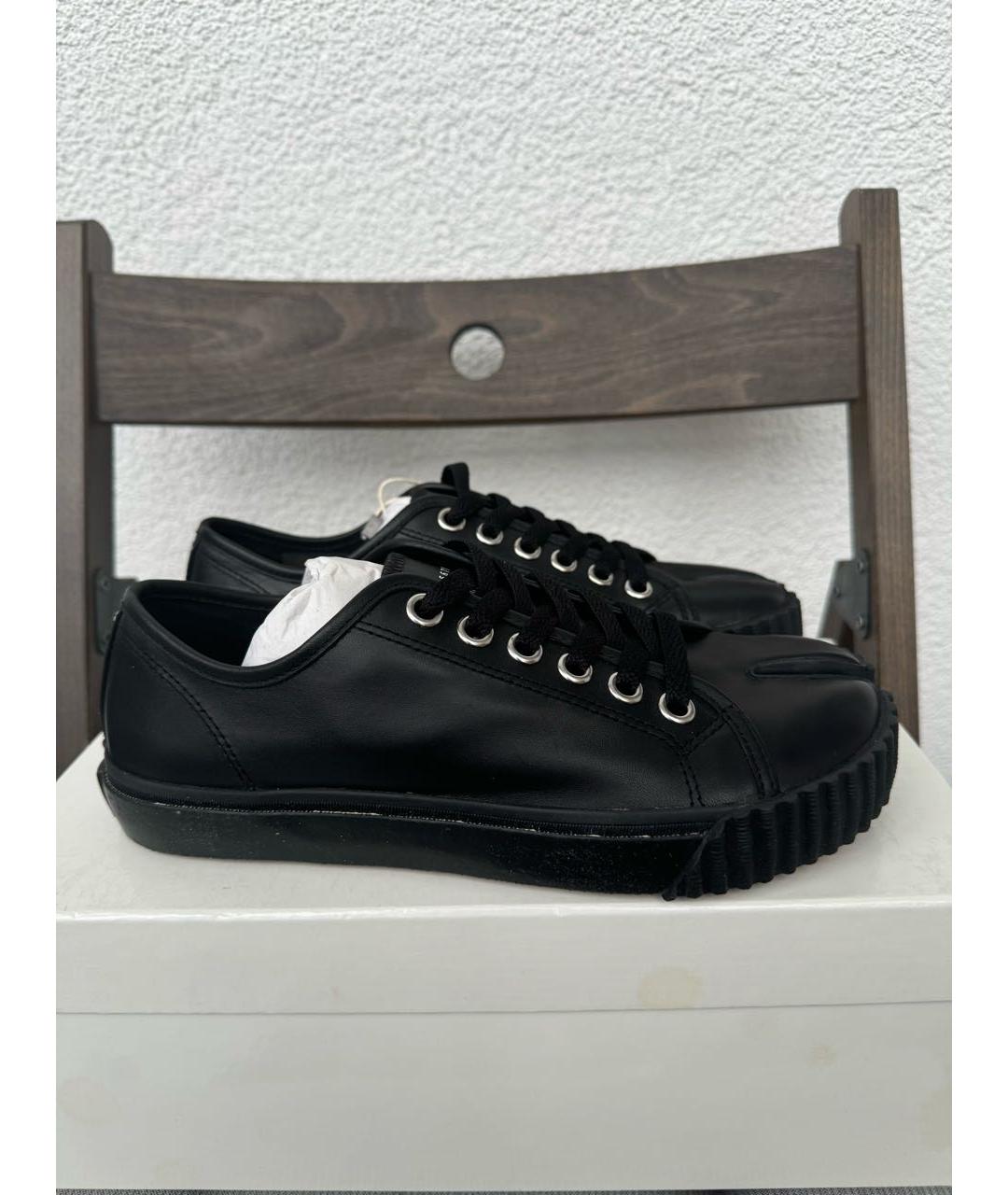 MAISON MARGIELA Черные кожаные кеды, фото 2