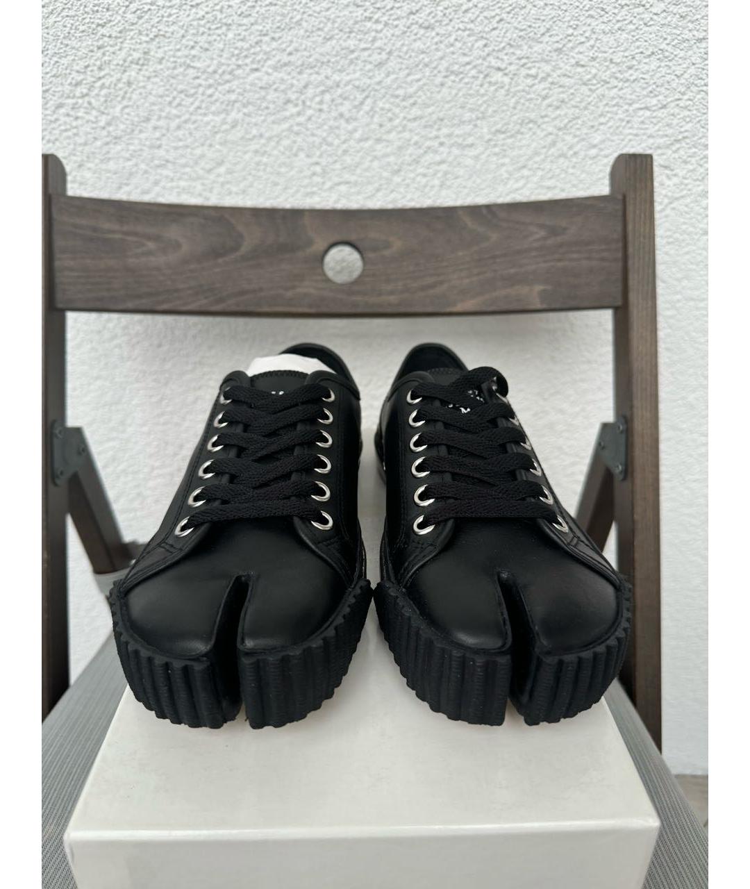 MAISON MARGIELA Черные кожаные кеды, фото 4