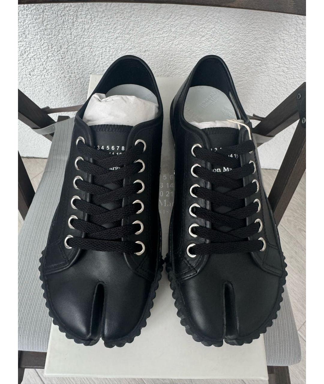 MAISON MARGIELA Черные кожаные кеды, фото 3