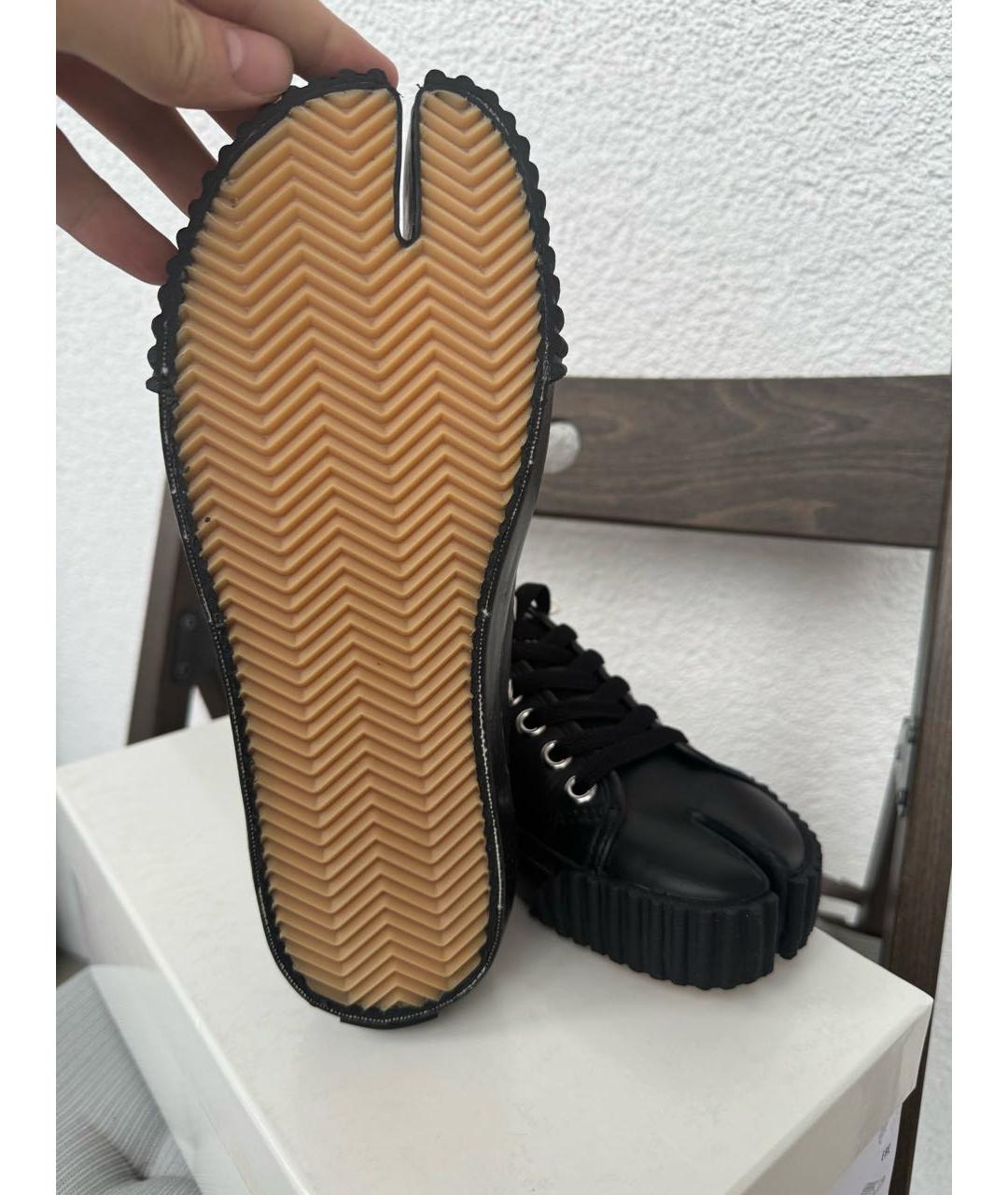 MAISON MARGIELA Черные кожаные кеды, фото 7