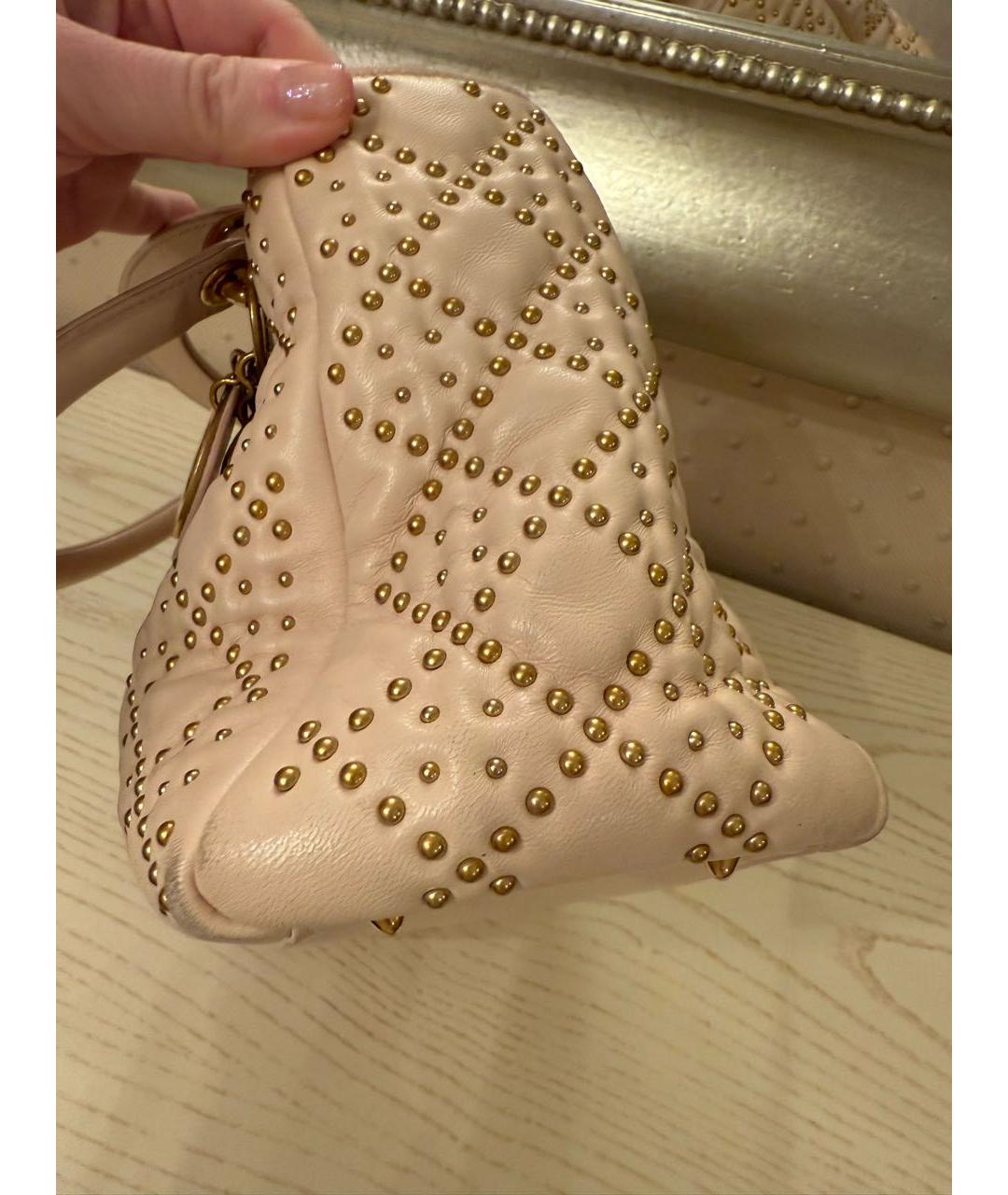 CHRISTIAN DIOR Розовая кожаная сумка с короткими ручками, фото 5