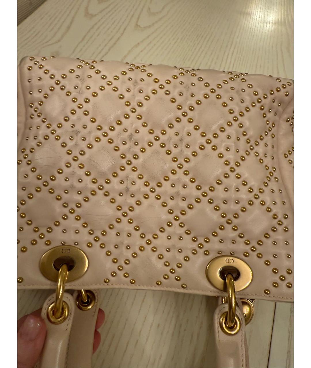 CHRISTIAN DIOR Розовая кожаная сумка с короткими ручками, фото 7