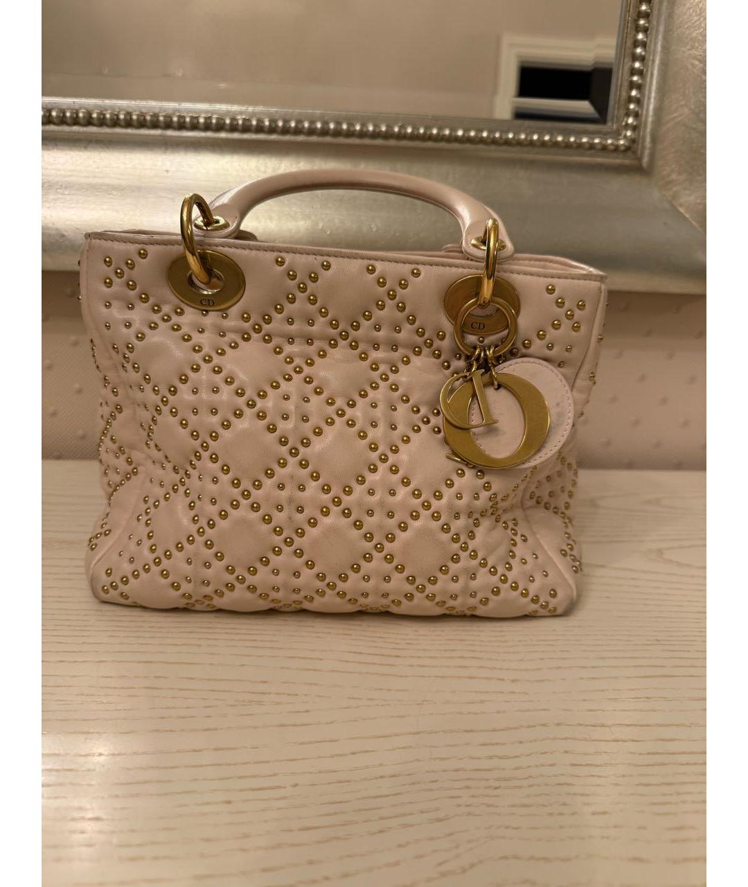 CHRISTIAN DIOR Розовая кожаная сумка с короткими ручками, фото 9