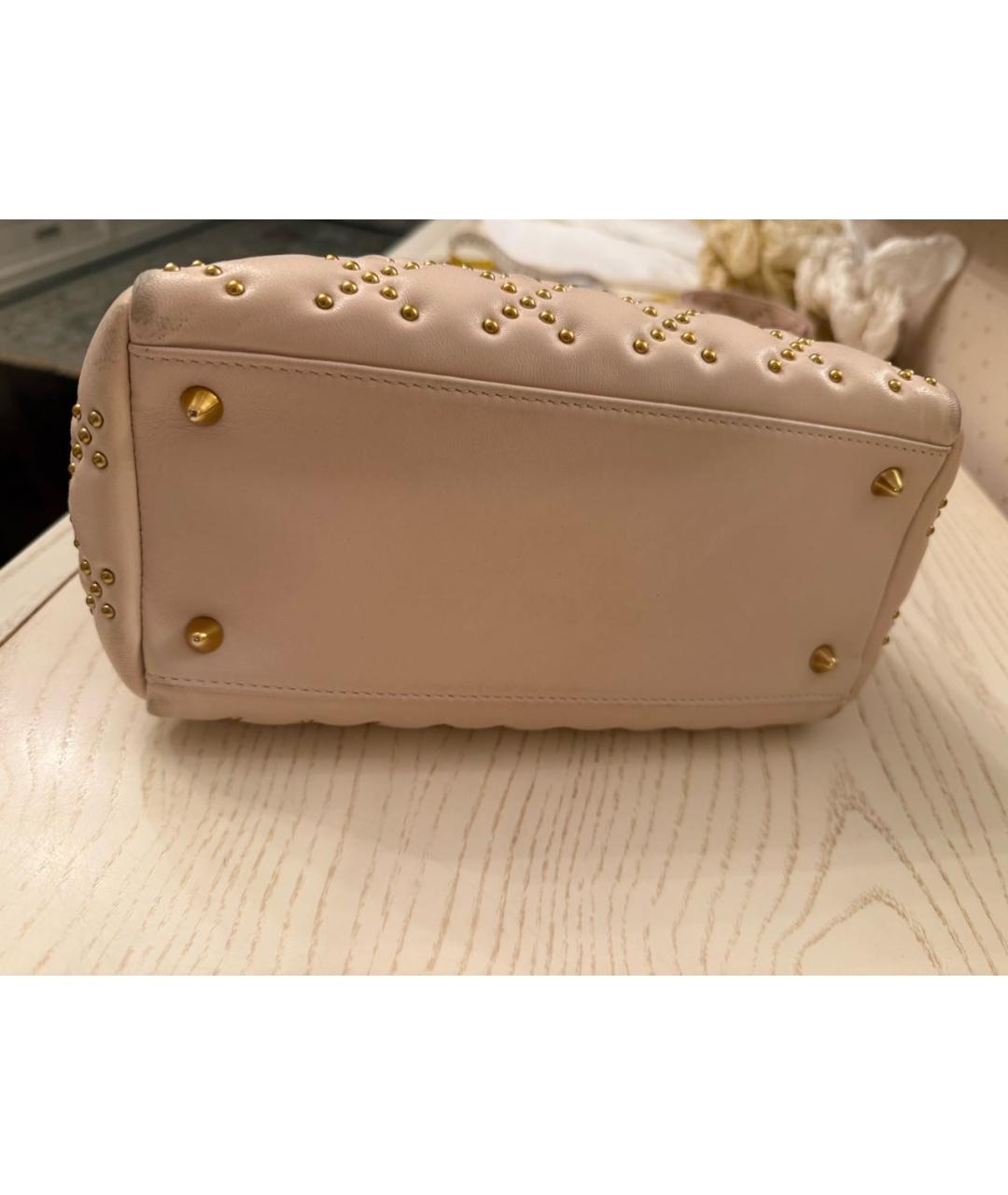 CHRISTIAN DIOR Розовая кожаная сумка с короткими ручками, фото 8