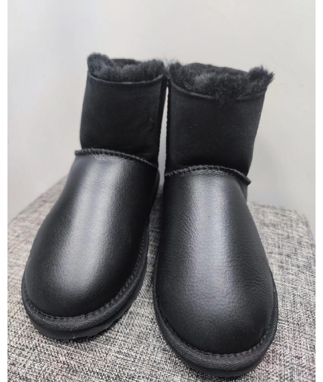 UGG AUSTRALIA Черные кожаные сапоги, фото 7