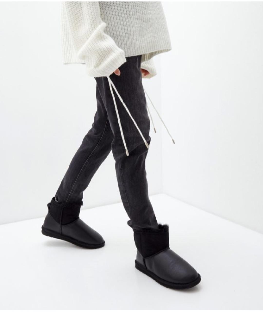 UGG AUSTRALIA Черные кожаные сапоги, фото 4