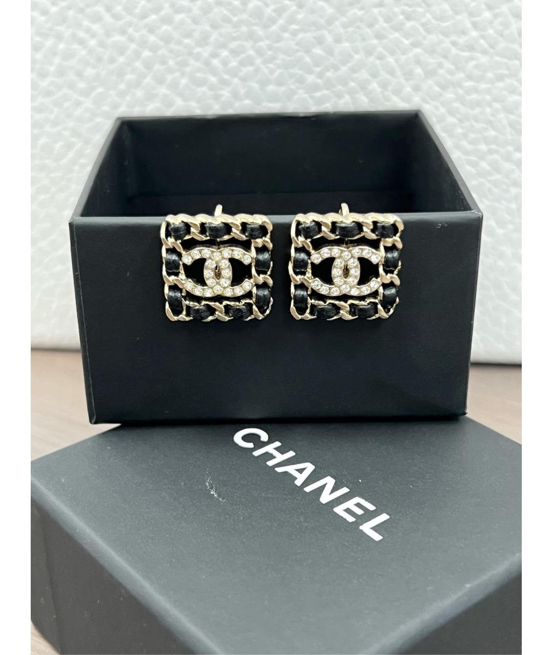 CHANEL Черные металлические серьги, фото 5