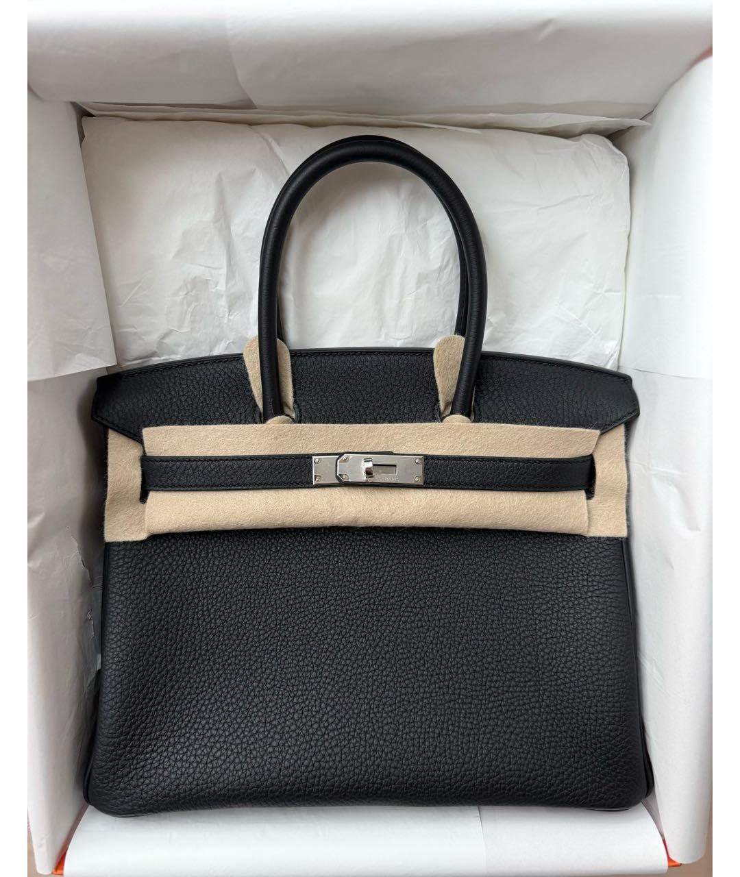 HERMES Черная кожаная сумка с короткими ручками, фото 2