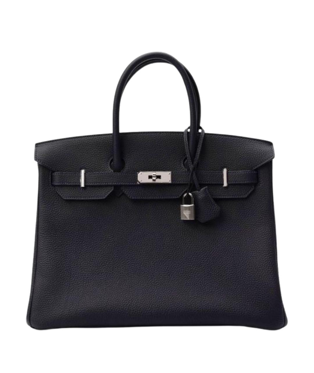 HERMES Черная кожаная сумка с короткими ручками, фото 1