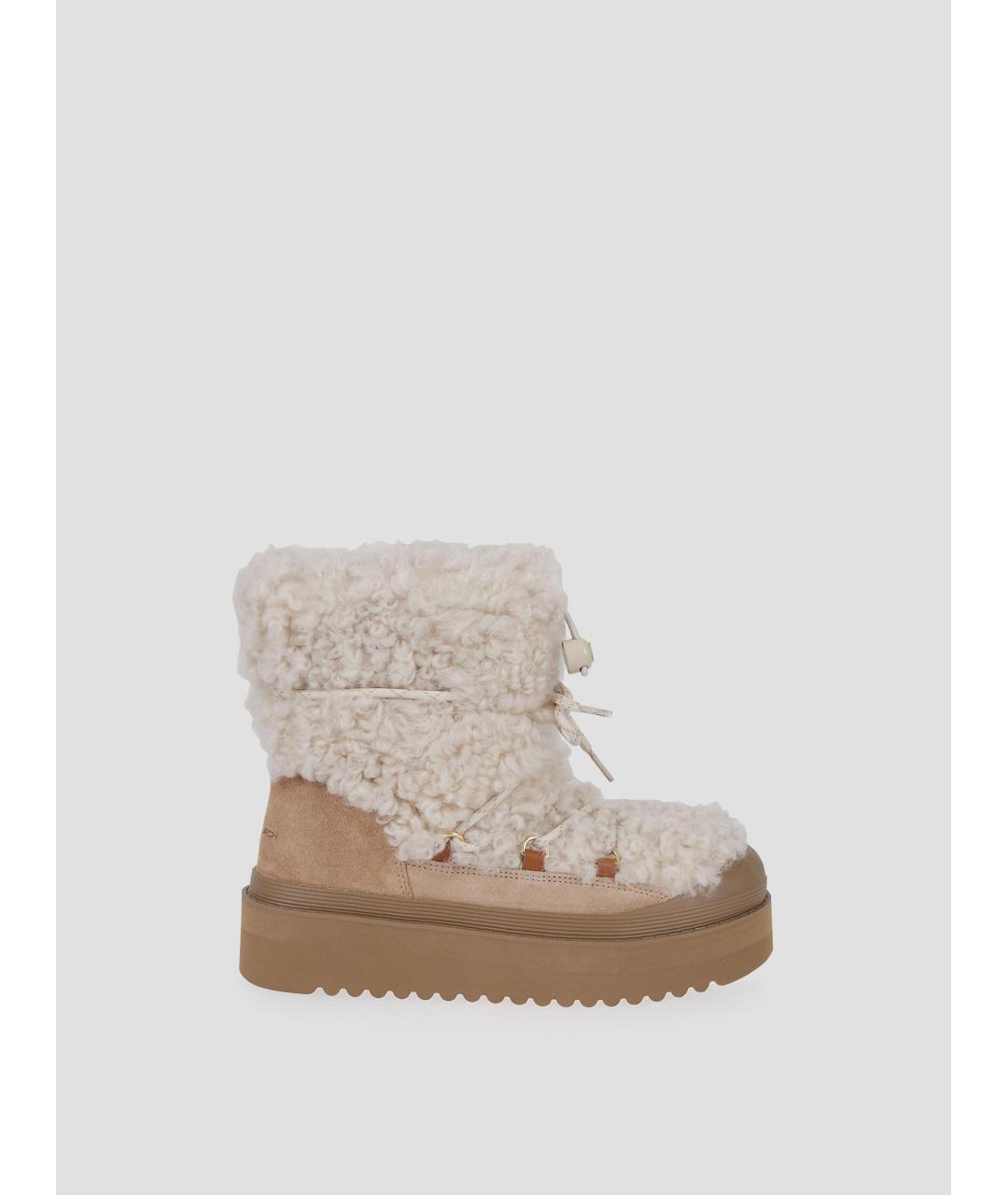 TORY BURCH Бежевые замшевые ботинки, фото 4