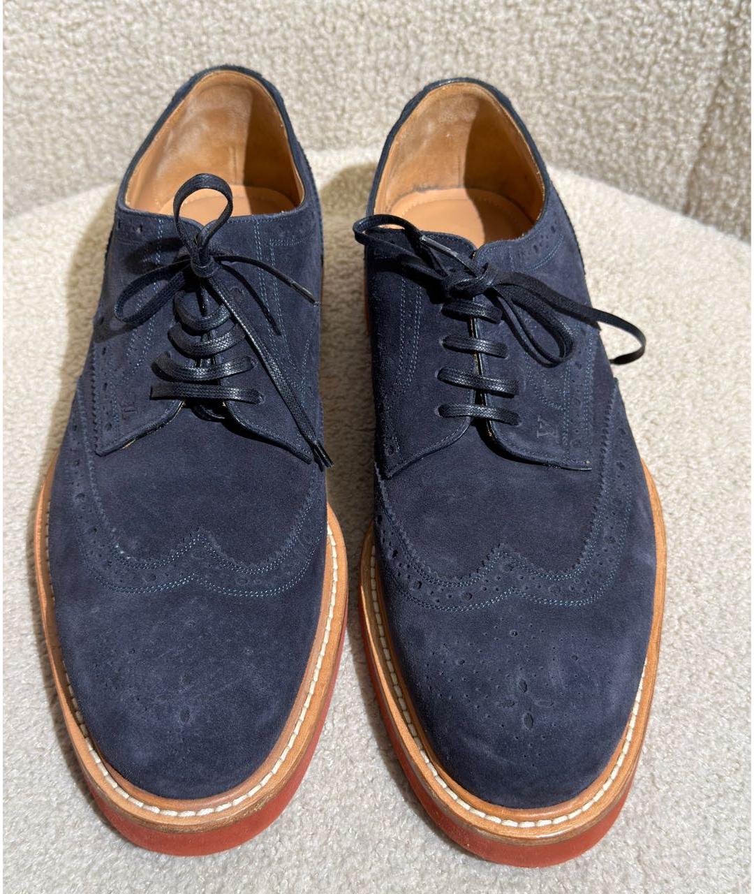 LOUIS VUITTON Темно-синие замшевые низкие ботинки, фото 2