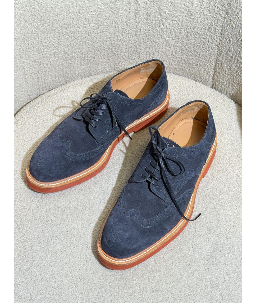 LOUIS VUITTON Темно-синие замшевые низкие ботинки, фото 5