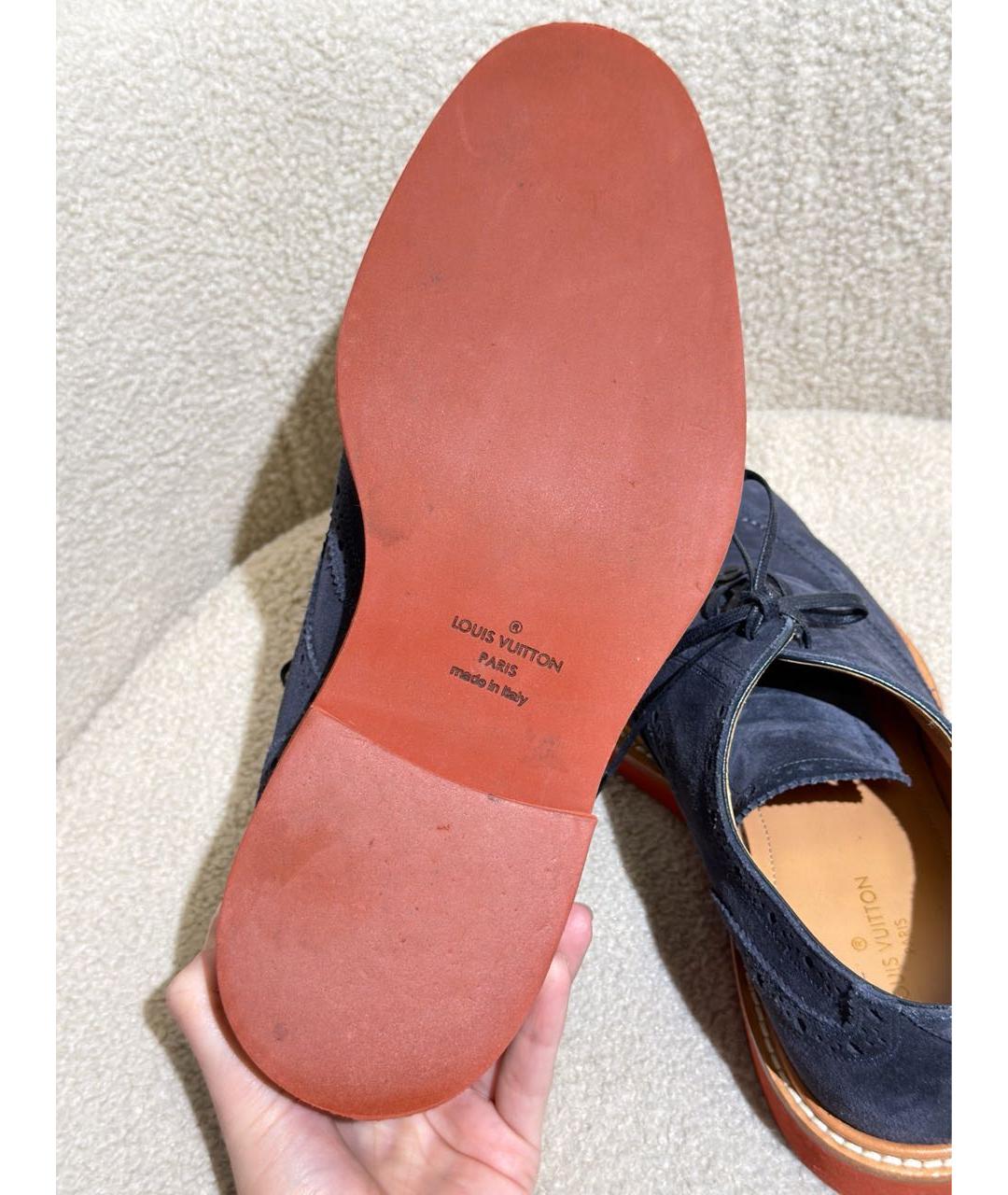 LOUIS VUITTON Темно-синие замшевые низкие ботинки, фото 7