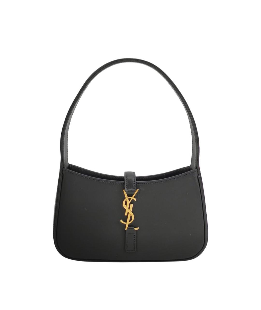 SAINT LAURENT Черная кожаная сумка с короткими ручками, фото 9