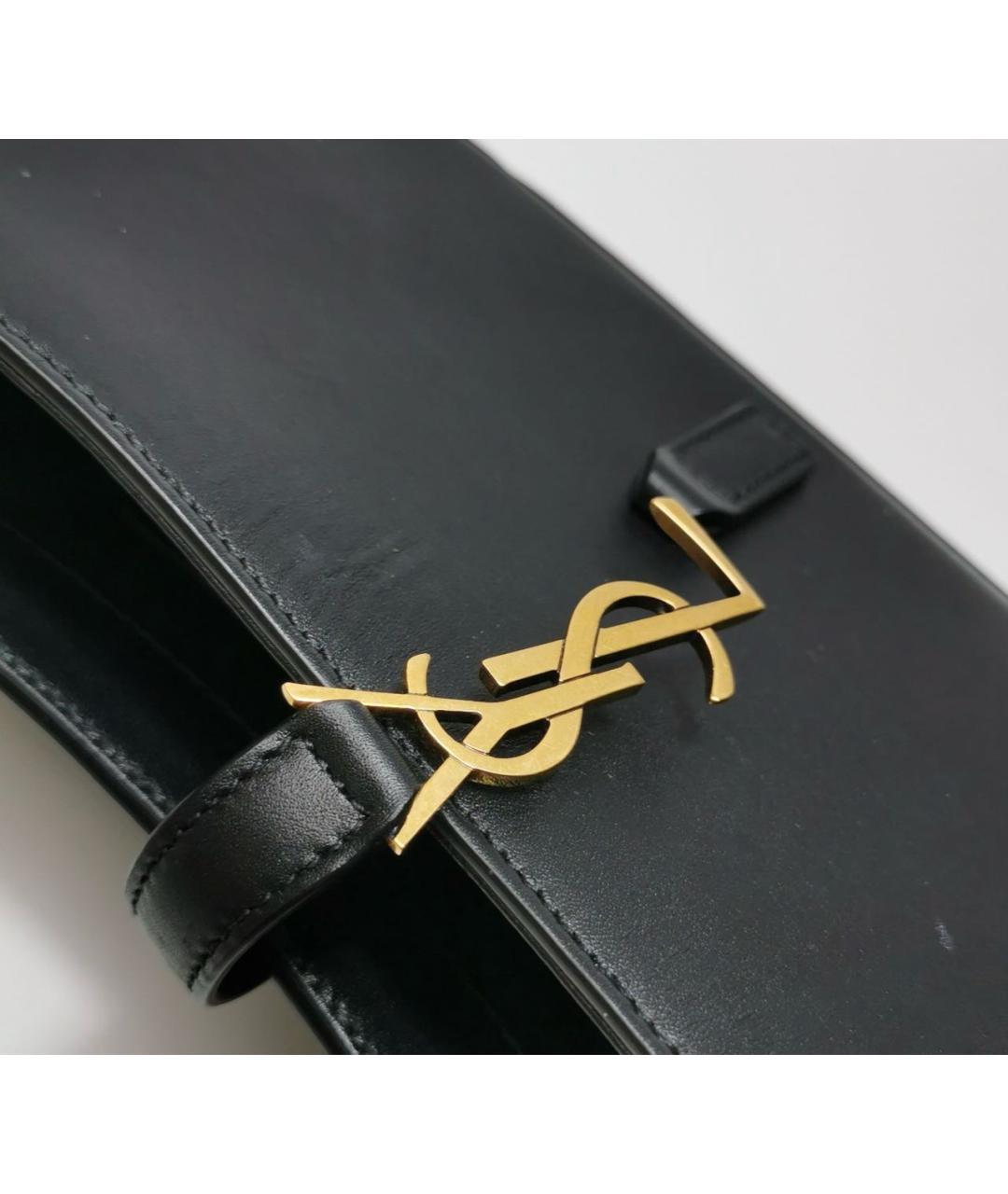 SAINT LAURENT Черная кожаная сумка с короткими ручками, фото 8