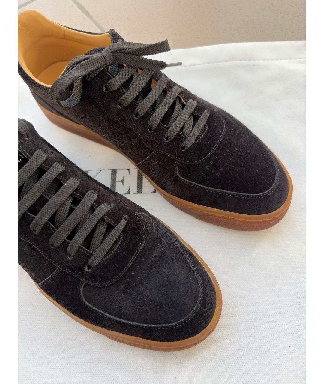 BRUNELLO CUCINELLI Черные замшевые низкие кроссовки / кеды, фото 6