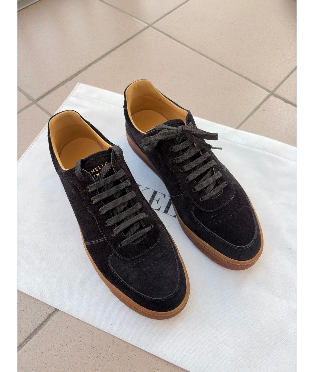 BRUNELLO CUCINELLI Черные замшевые низкие кроссовки / кеды, фото 5