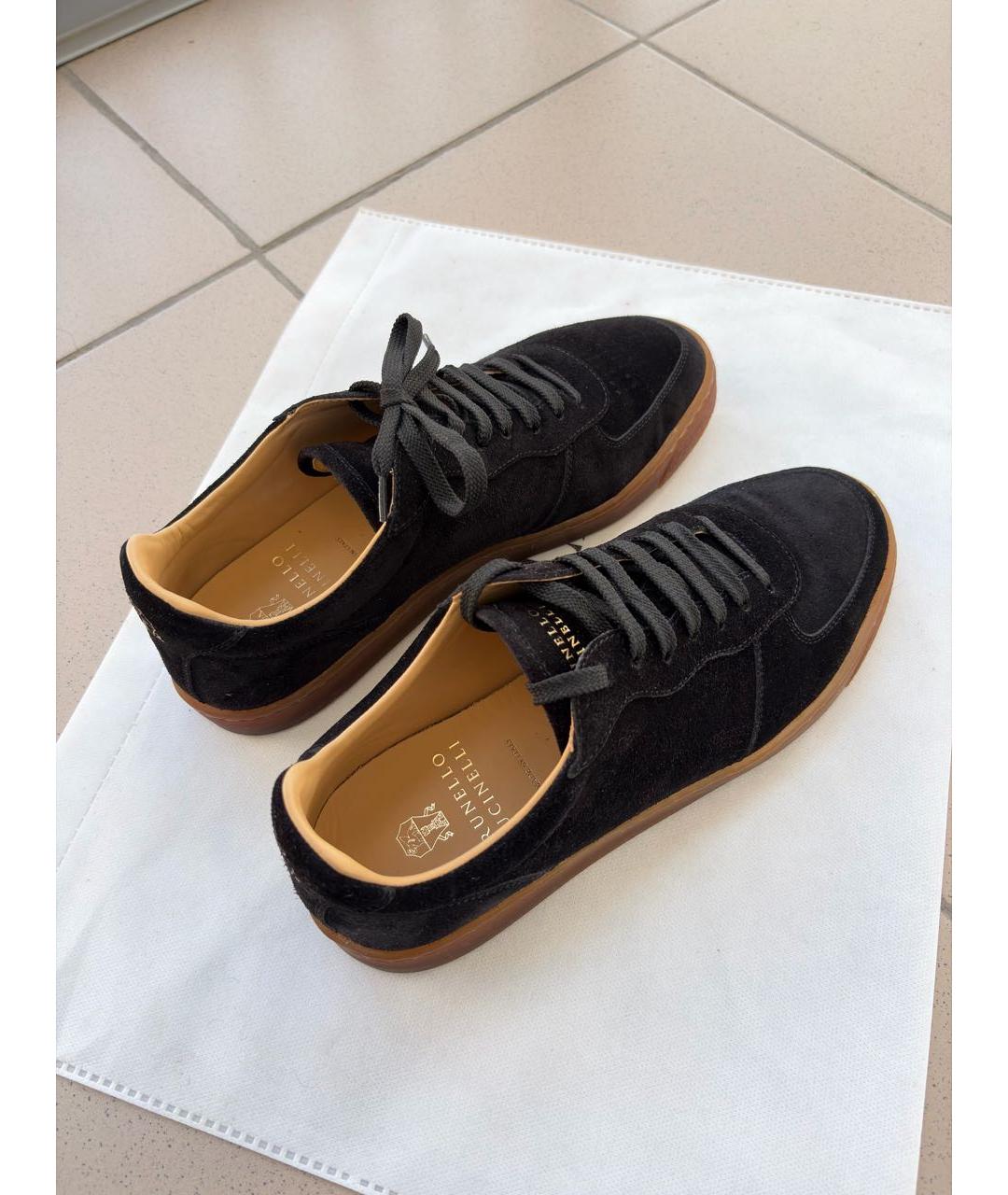 BRUNELLO CUCINELLI Черные замшевые низкие кроссовки / кеды, фото 4