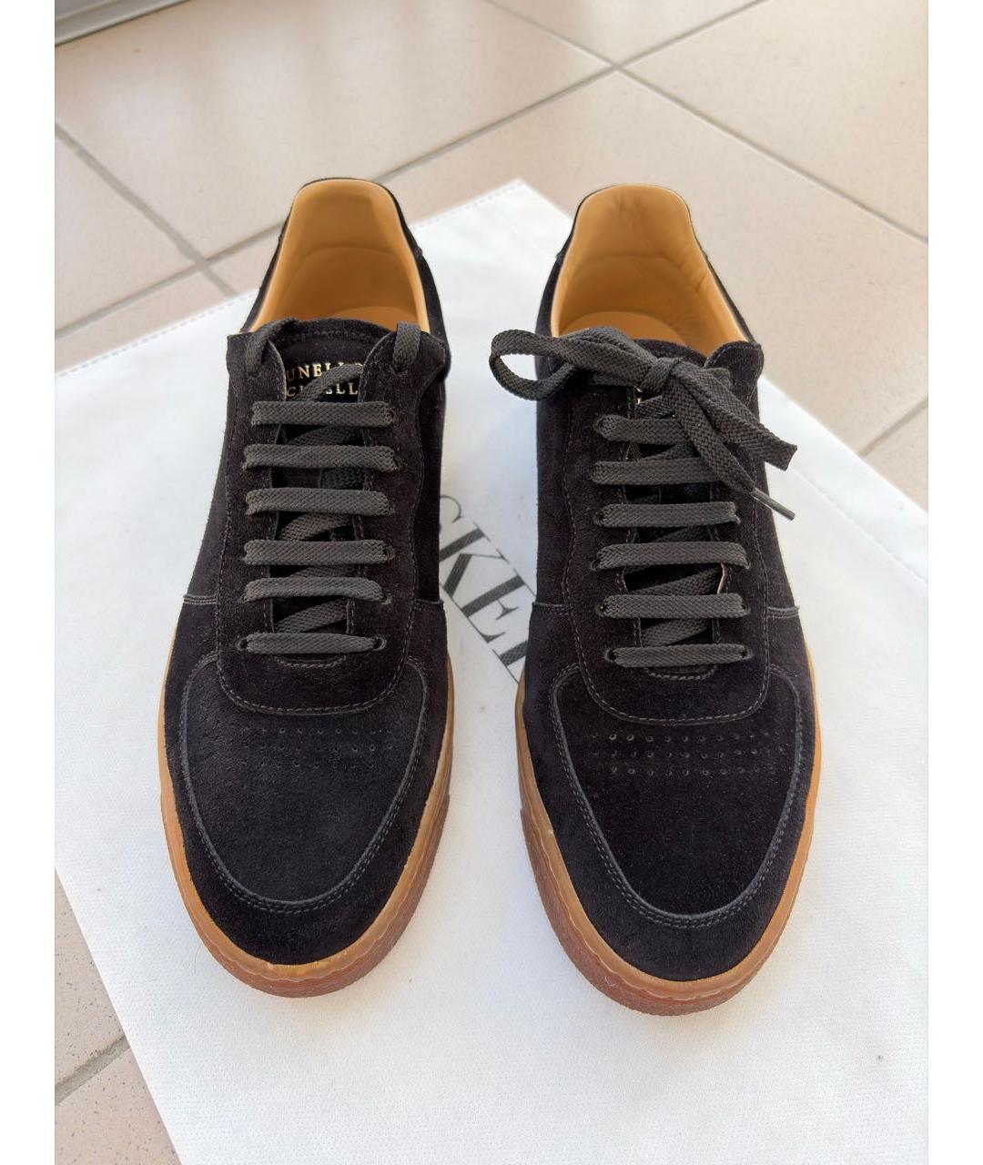 BRUNELLO CUCINELLI Черные замшевые низкие кроссовки / кеды, фото 3