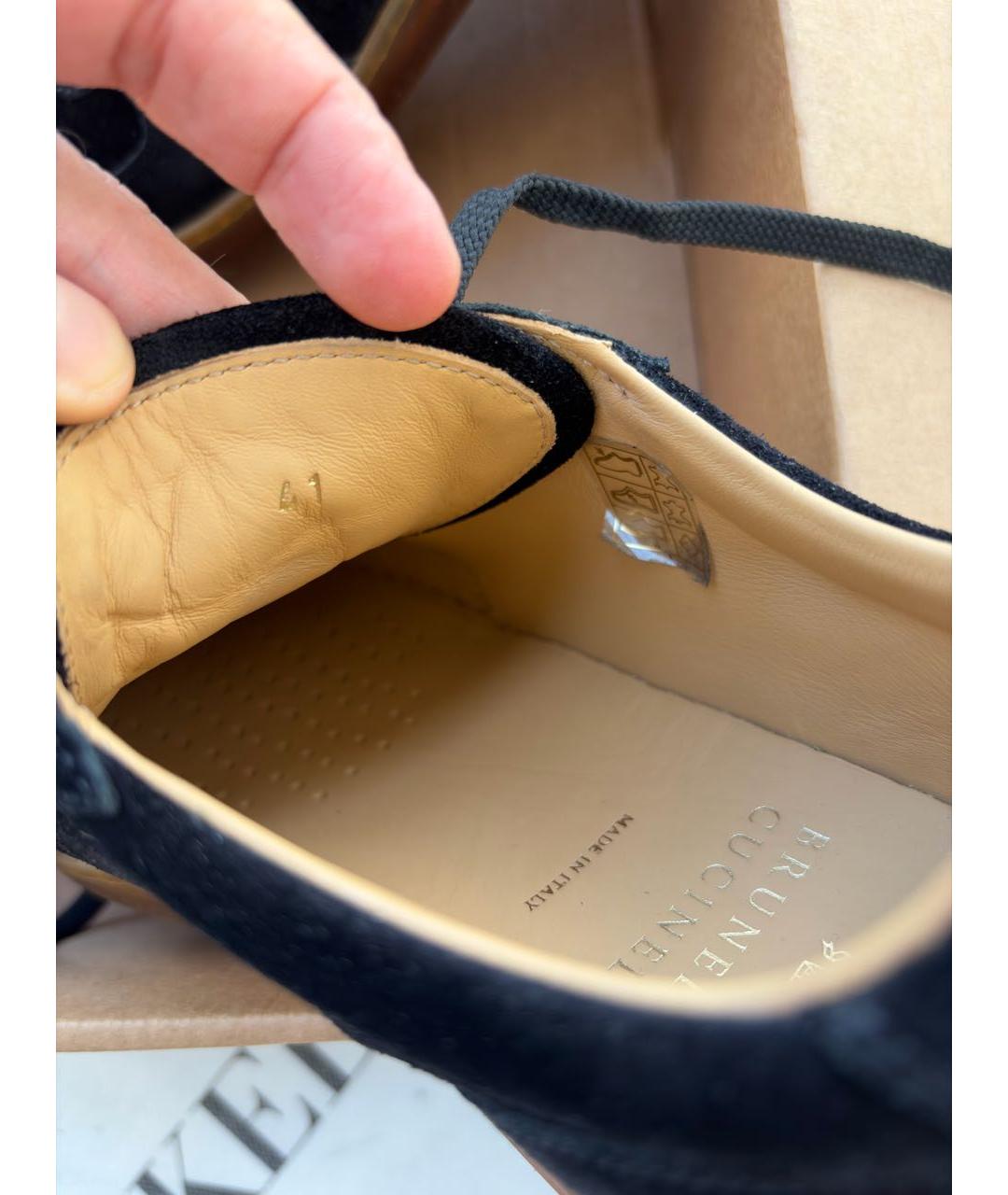 BRUNELLO CUCINELLI Черные замшевые низкие кроссовки / кеды, фото 8