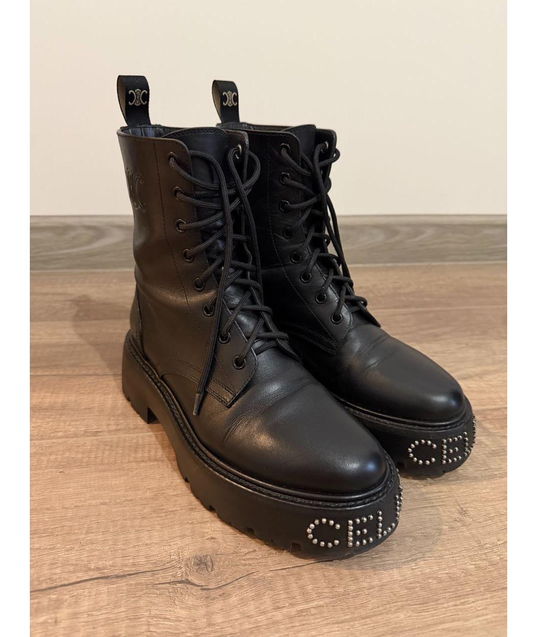 CELINE Черные кожаные ботинки, фото 9