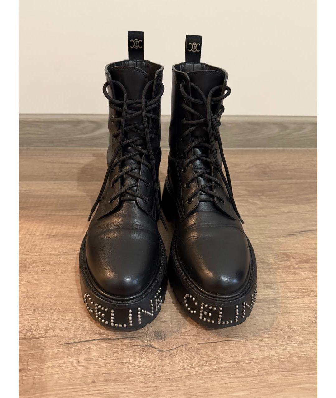 CELINE Черные кожаные ботинки, фото 6