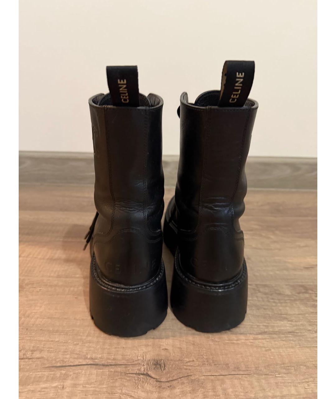 CELINE Черные кожаные ботинки, фото 4