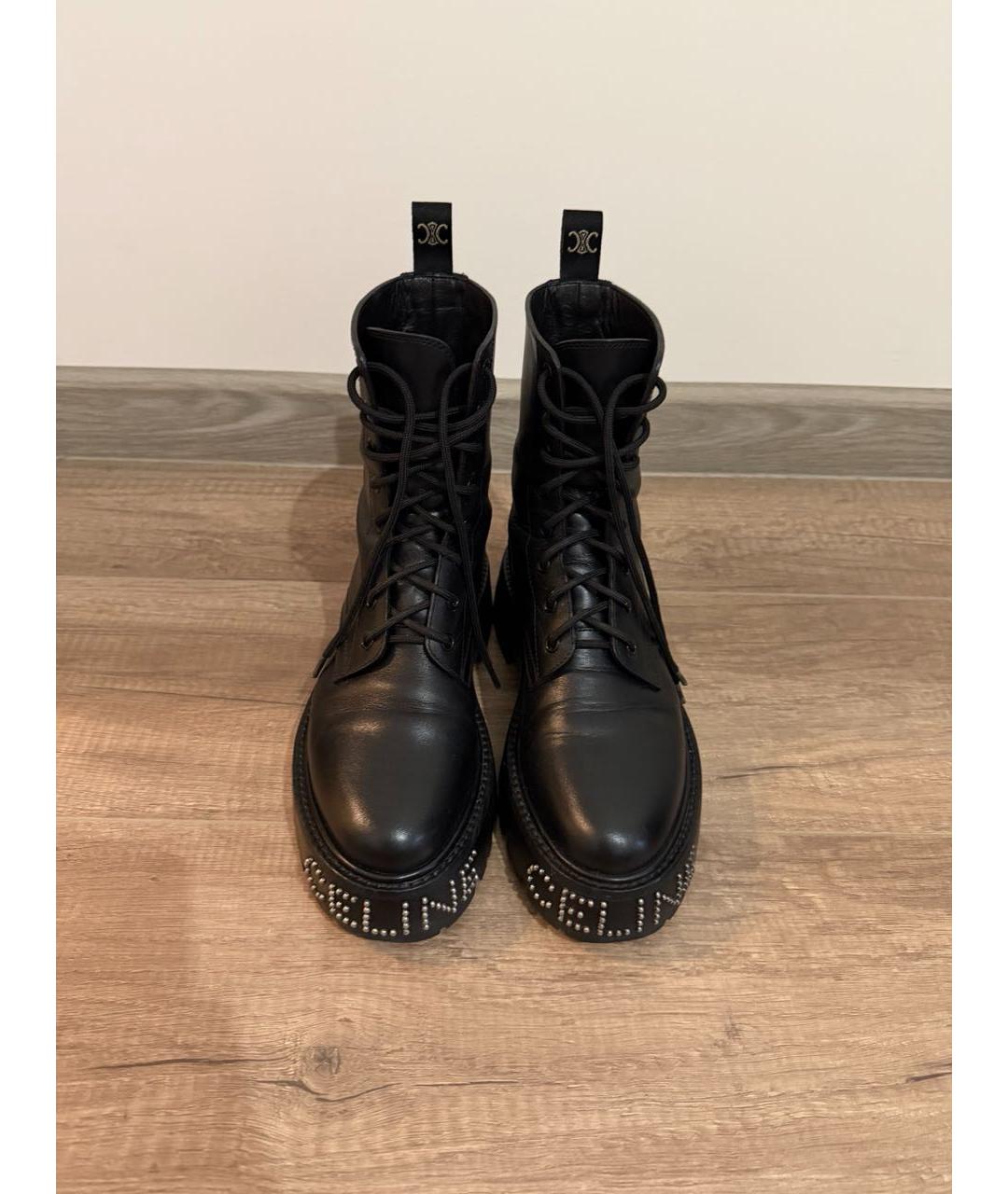 CELINE Черные кожаные ботинки, фото 2