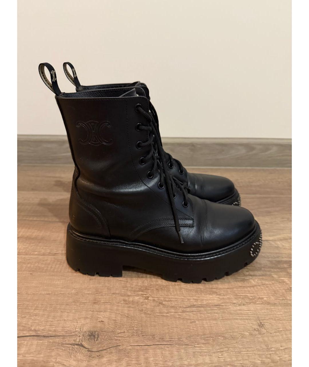 CELINE Черные кожаные ботинки, фото 5