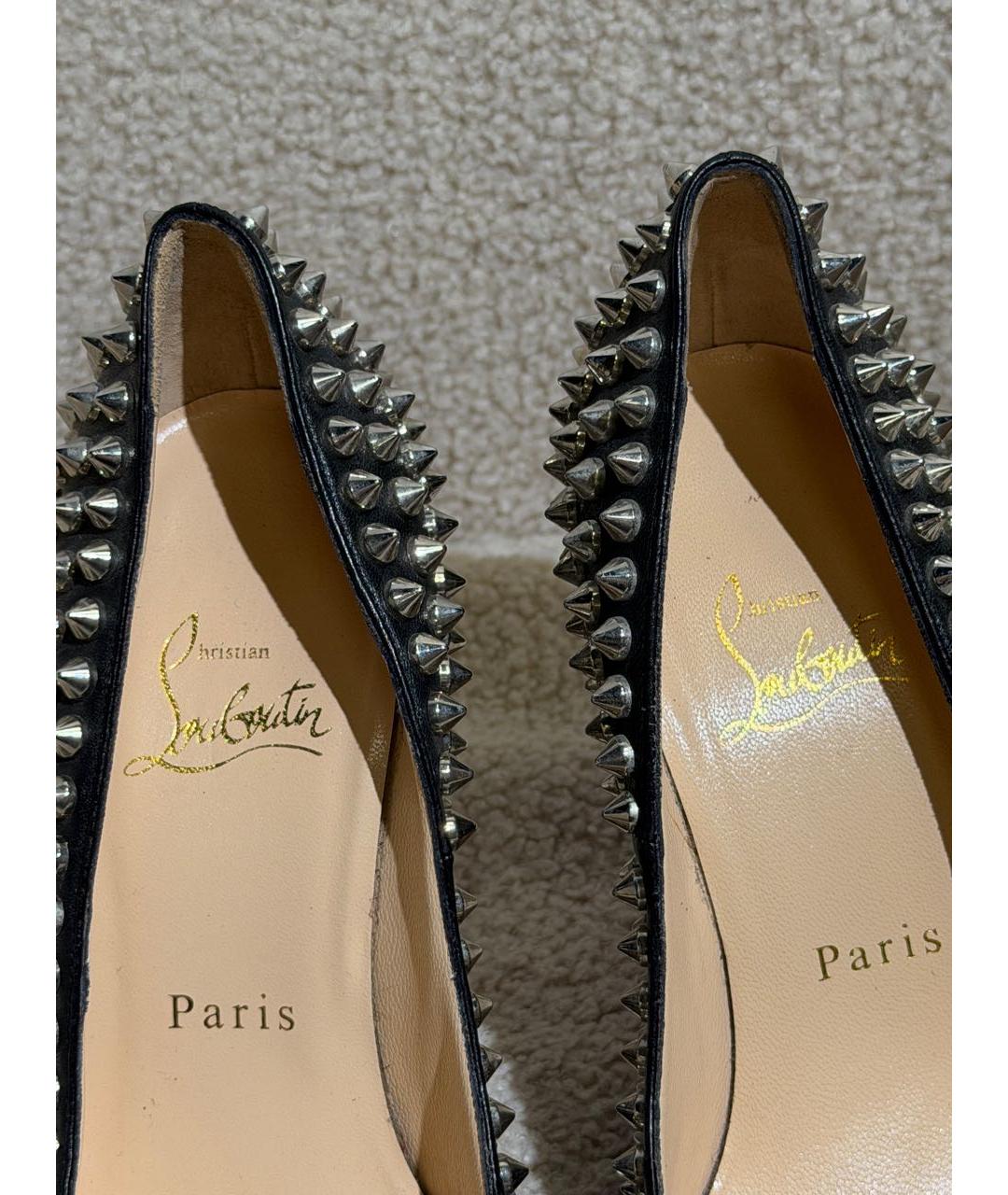 CHRISTIAN LOUBOUTIN Черные кожаные туфли, фото 3