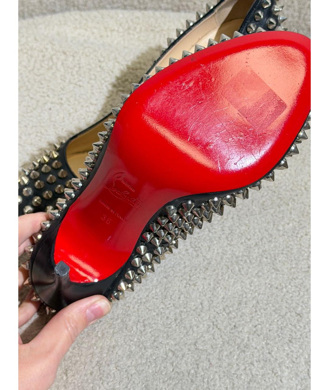 CHRISTIAN LOUBOUTIN Черные кожаные туфли, фото 6