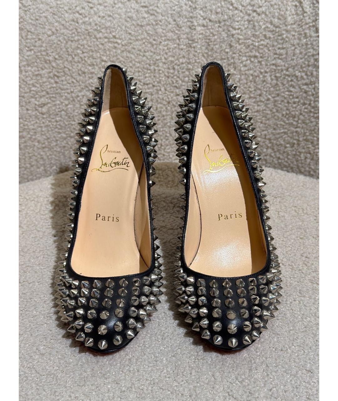 CHRISTIAN LOUBOUTIN Черные кожаные туфли, фото 2